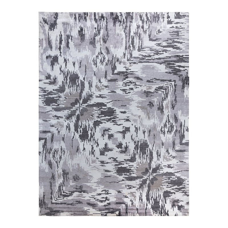 Modern One-of-a-Kind Hand-Knotted Area Rug, Gray - 9' 1" x 12' 0"