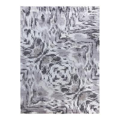 Modern One-of-a-Kind Hand-Knotted Area Rug, Gray - 9' 1" x 12' 0"