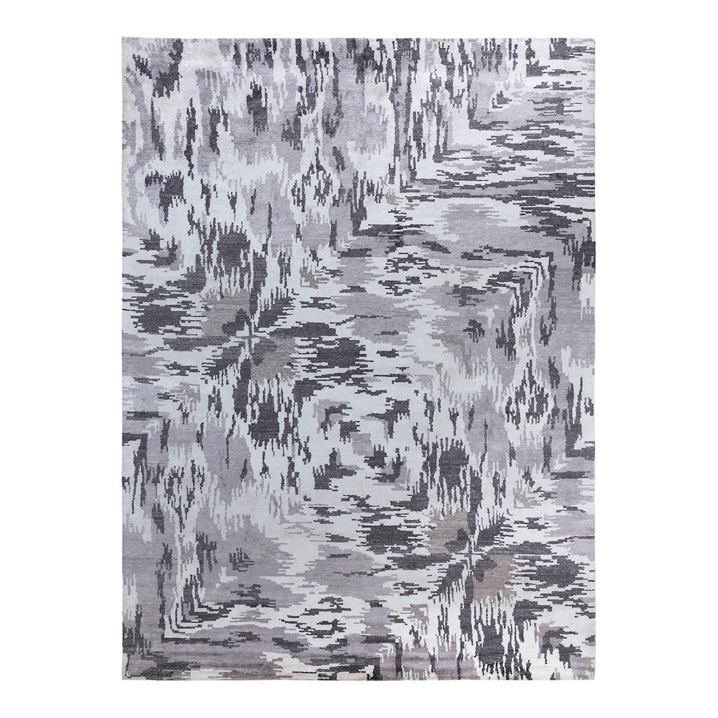 Modern One-of-a-Kind Hand-Knotted Area Rug, Gray - 9' 1" x 12' 0"