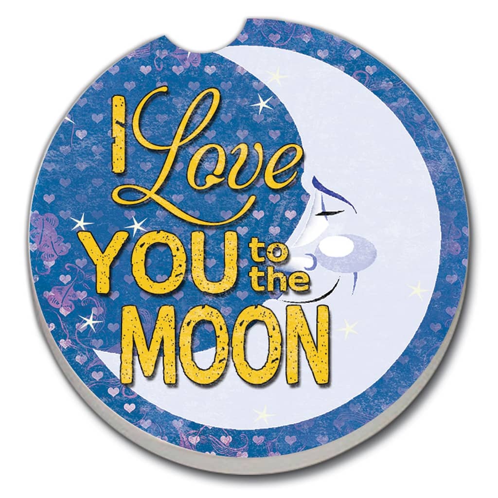 Absorbent Stone Car Coasters - I Love You To The Moon - Set of 2 - 2.602