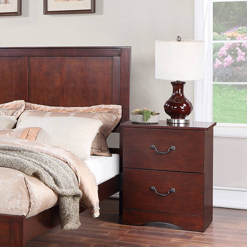 2 Drawer Nightstand with Metal Hardware