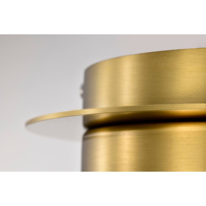 Gruste Brass Flushmount Ceiling Lamp with Pyramidical Patterned Glass Globe Shade