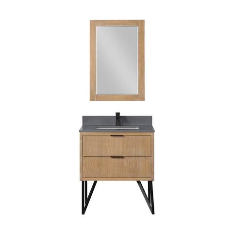 Altair Design Helios Bathroom Vanity with Concrete Gray Composite Stone Countertop with Mirror