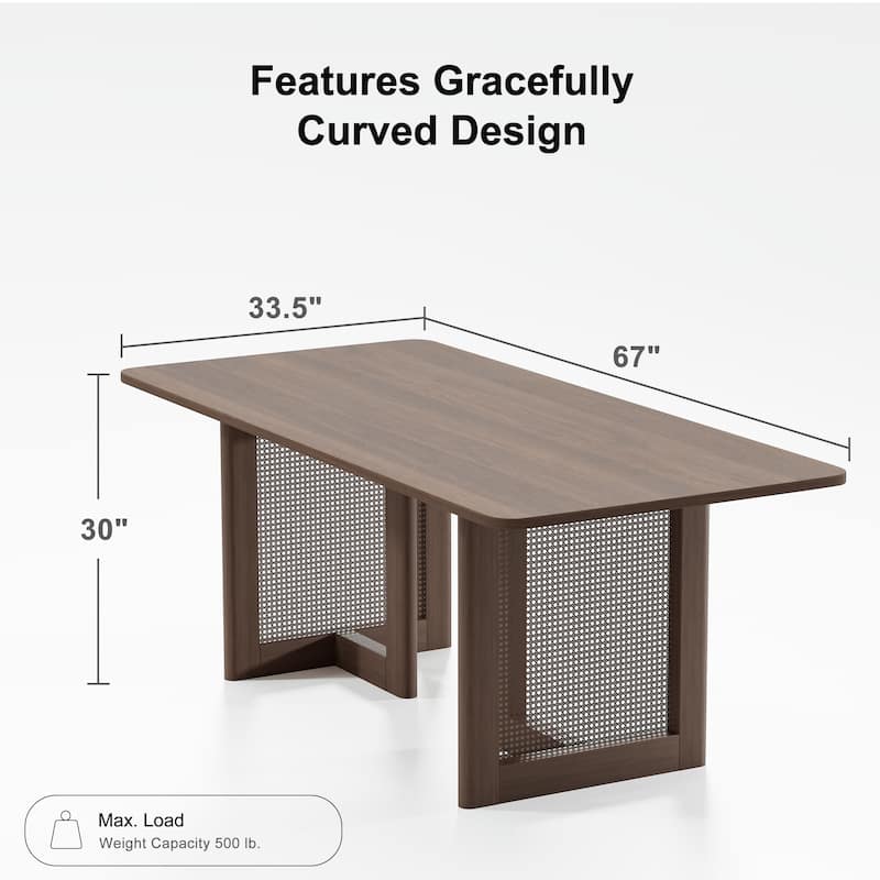 Wooakway Solid Wood 67'' Square Dining Table for 6 People Nordic style