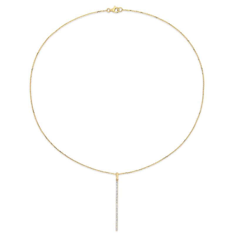 Miadora 14k Yellow Gold 1/6ct TDW Diamond Lariat Bar Necklace - 16 inch x 44.3 mm