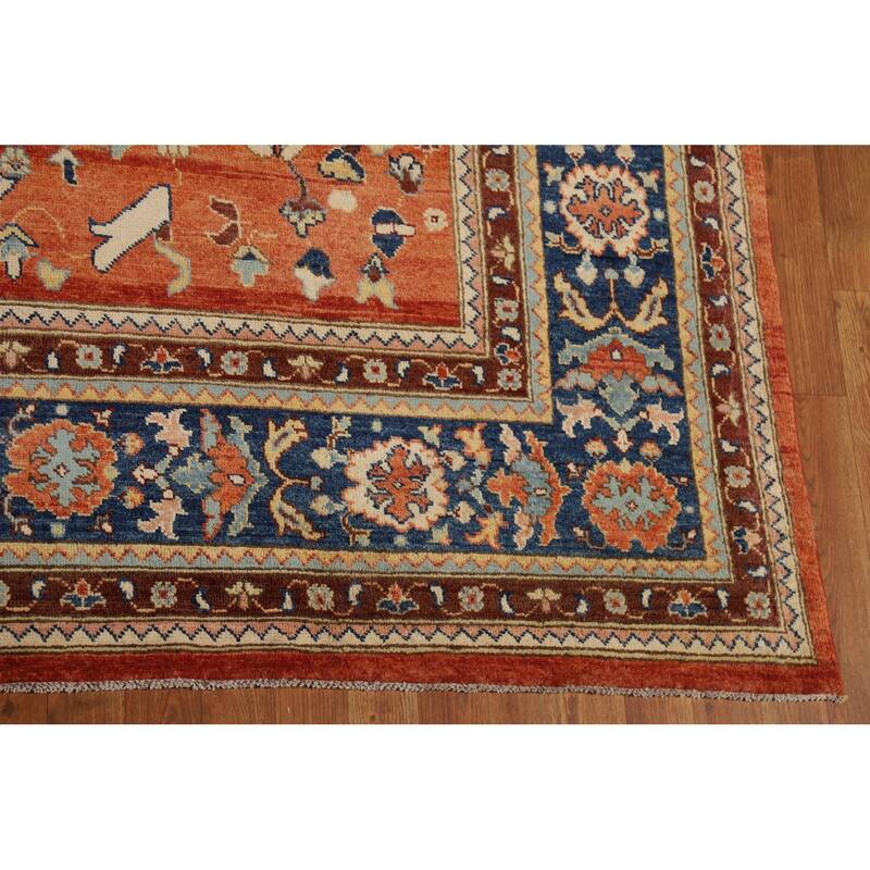 Blue & Orange Sultanabad Vegetable Dye Rug Hand-Knotted Wool Carpet - 8'11" x 12'2"