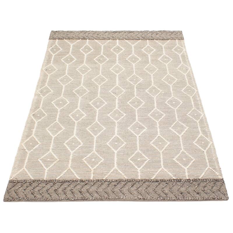 ECARPETGALLERY Braid weave Sienna Taupe Wool Rug - 5'0 x 8'2