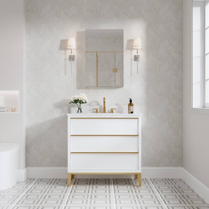 Recessed or Surface Wall Mount Bathroom Medicine Cabinet With Adjustable Glass Shelves
