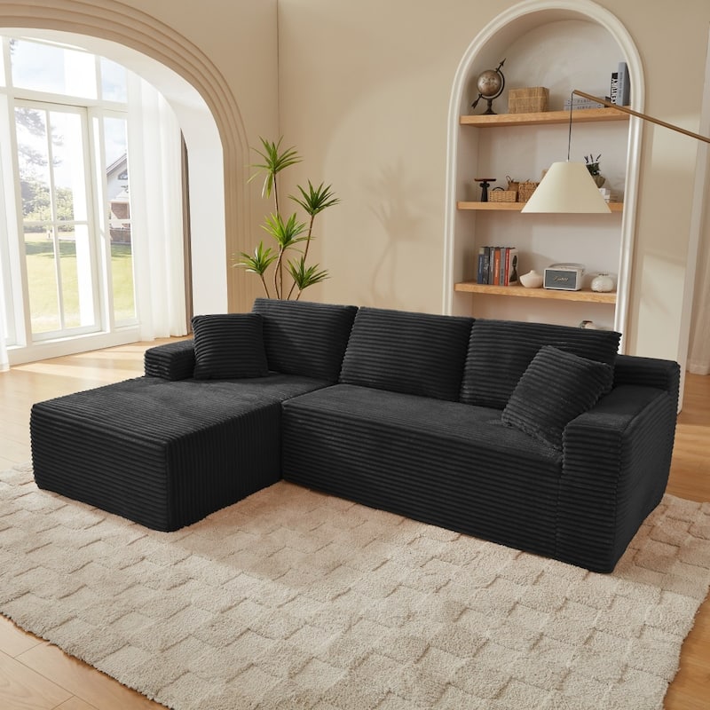 103.2" L-Shaped Corduroy Sectional Sofa, No Assembly Required