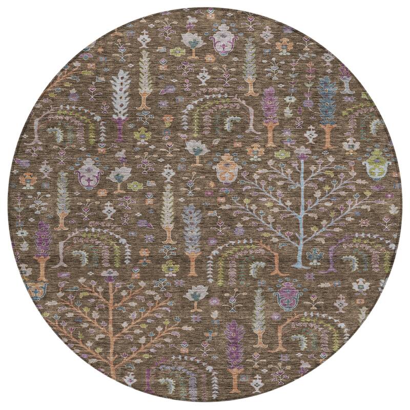Machine Washable Indoor/ Outdoor Traditional Global Chantille Rug