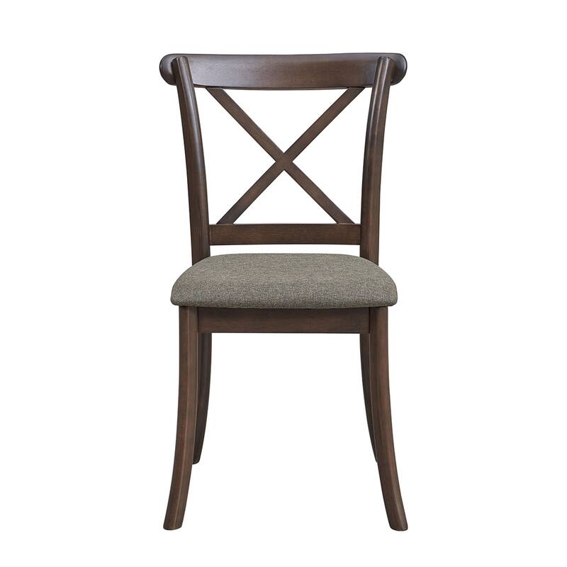 Dark Brown Vintage Dining Chair Kitchen Chair with Cross Backrest, Padded Chair Wood Side Chair Reception Chair Set of 2