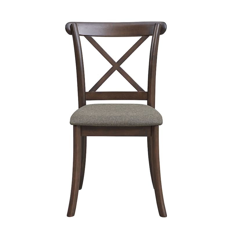Wooden X Back Dining Chairs Set of 2, Modern Fabric Upholstered Kitchen Side 2PC Chairs