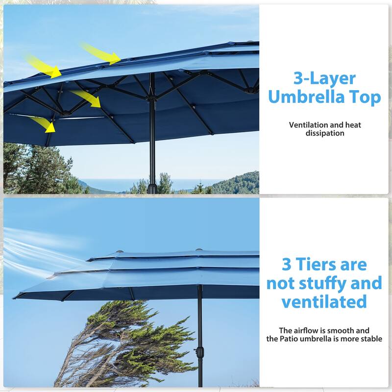 15ft Patio Umbrella with 3-Tiers Umbrella Top without Base
