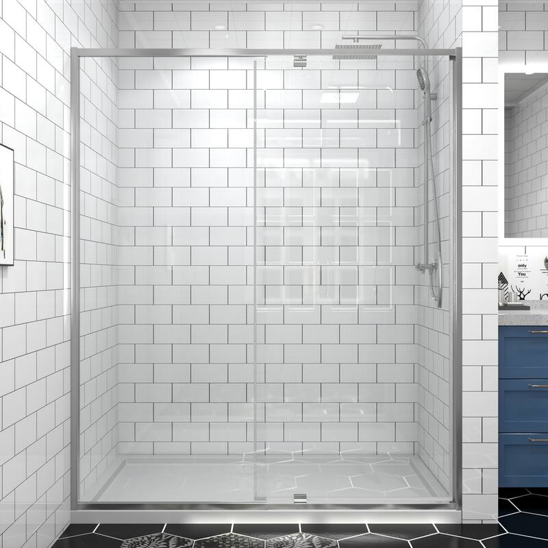 Modland 42''/48''/54''/60''W x 71''H Frameless Pivot Swing Shower Door Enclosure with 1/4" SGCC Tempered Glass Door