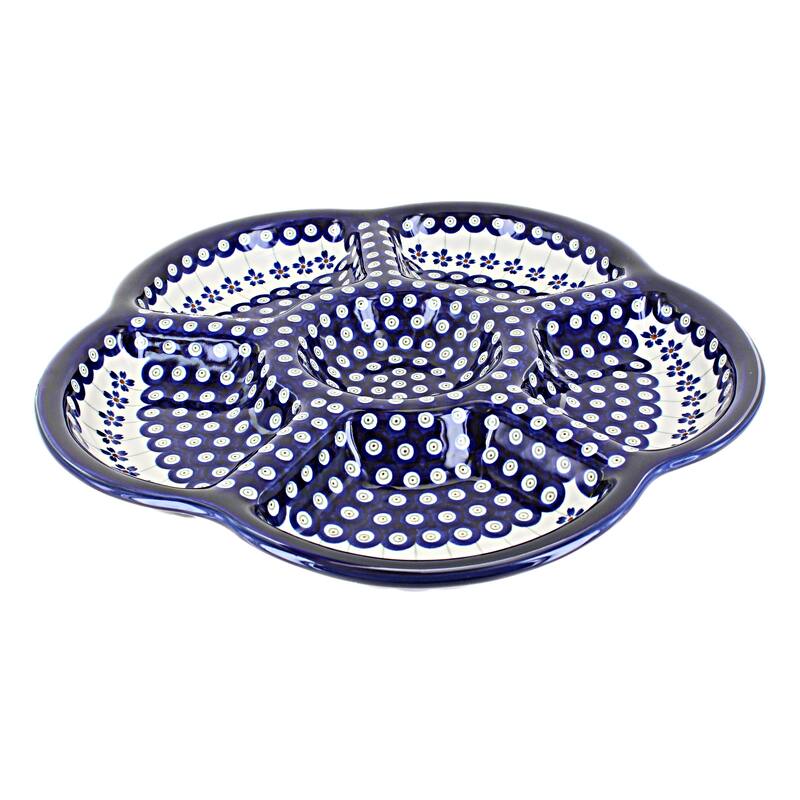 Blue Rose Polish Pottery 1956 Zaklady Chip &Dip Tray