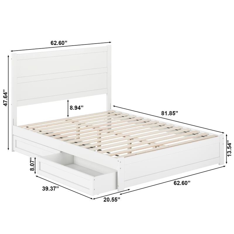 Aveline Wood Platform Bed with Matching Footboard & Storage Drawers
