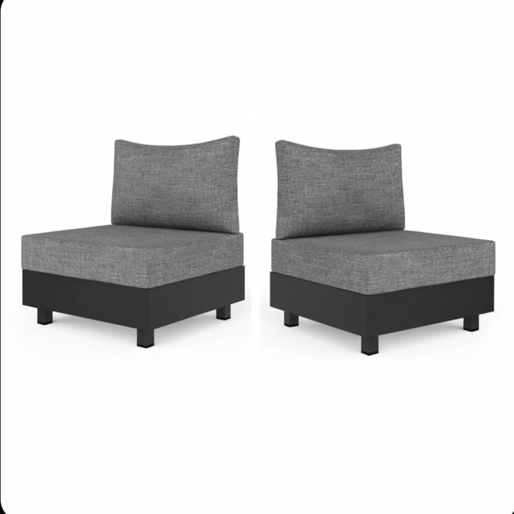 2-Piece Gray Aluminum Modular Armless Chairs