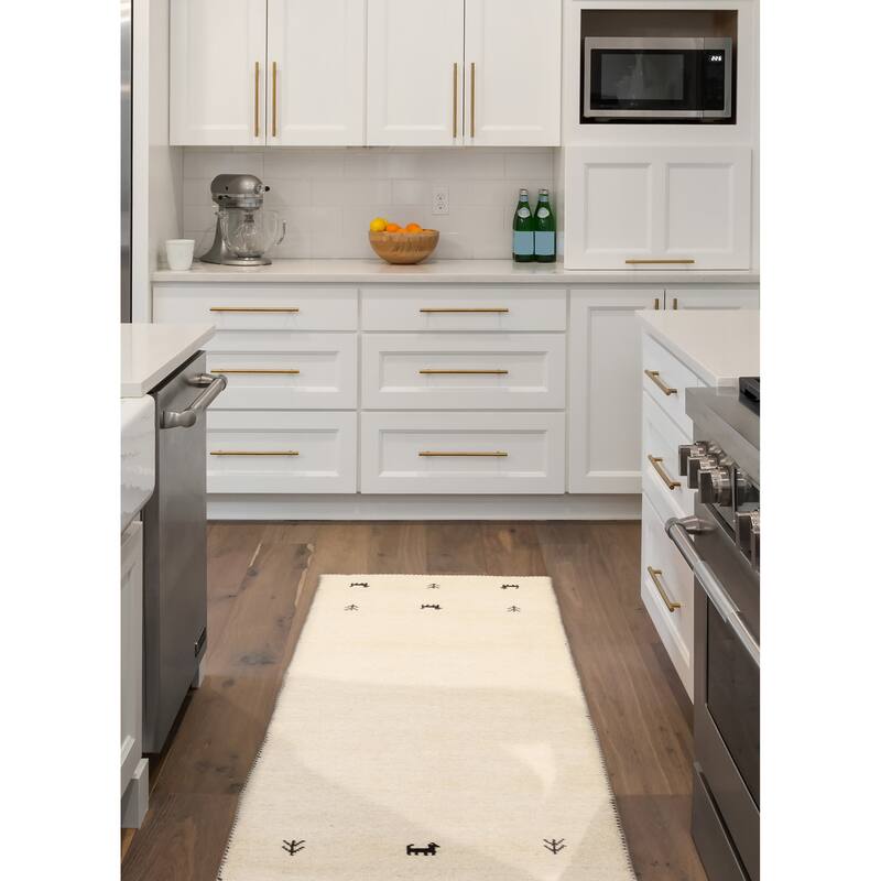 Kashkuli Gabbeh Cream Rug 1'11" x 5'10" - 1'11 x 5'10