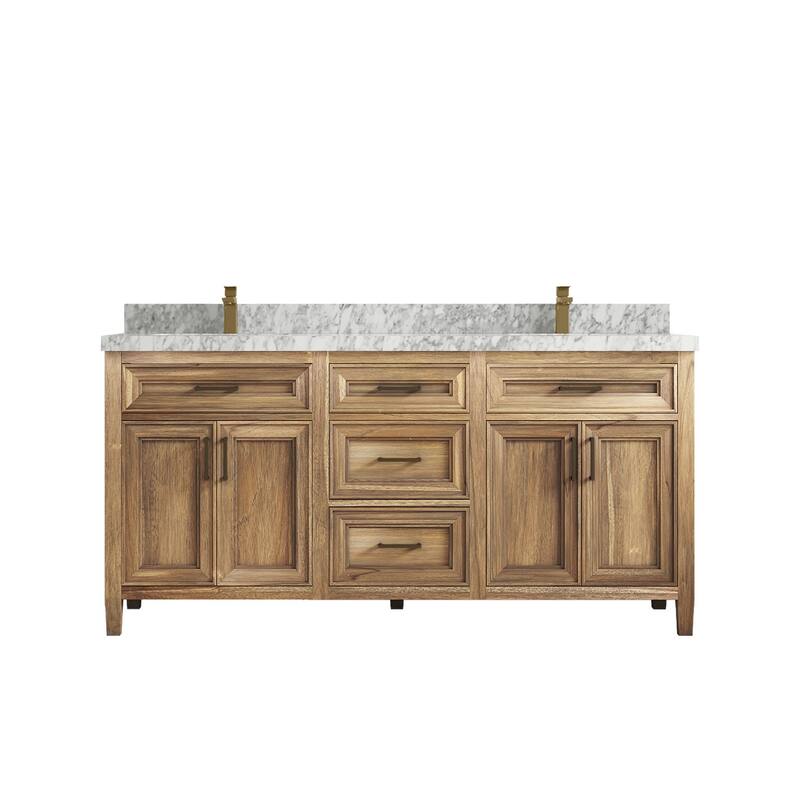Willow Collections 72 in. W x 22 in. D Santa Monica Teak Double Sink Bathroom Vanity with Countertop