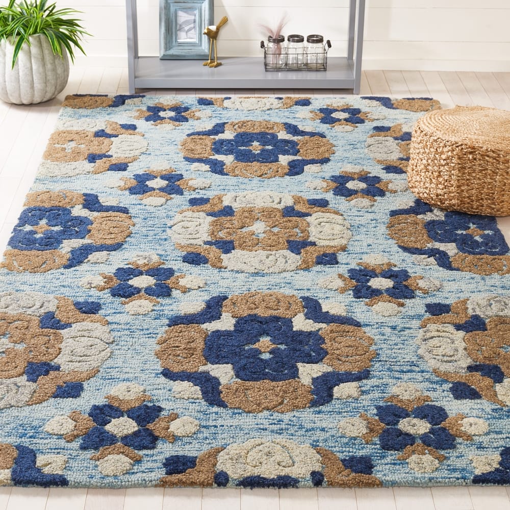 SAFAVIEH Handmade Blossom Osane Modern Floral Wool Rug