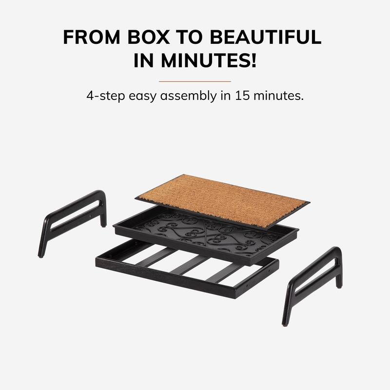 Jani Single-Tier Black Stand 2-Pair Rubber Boot Tray