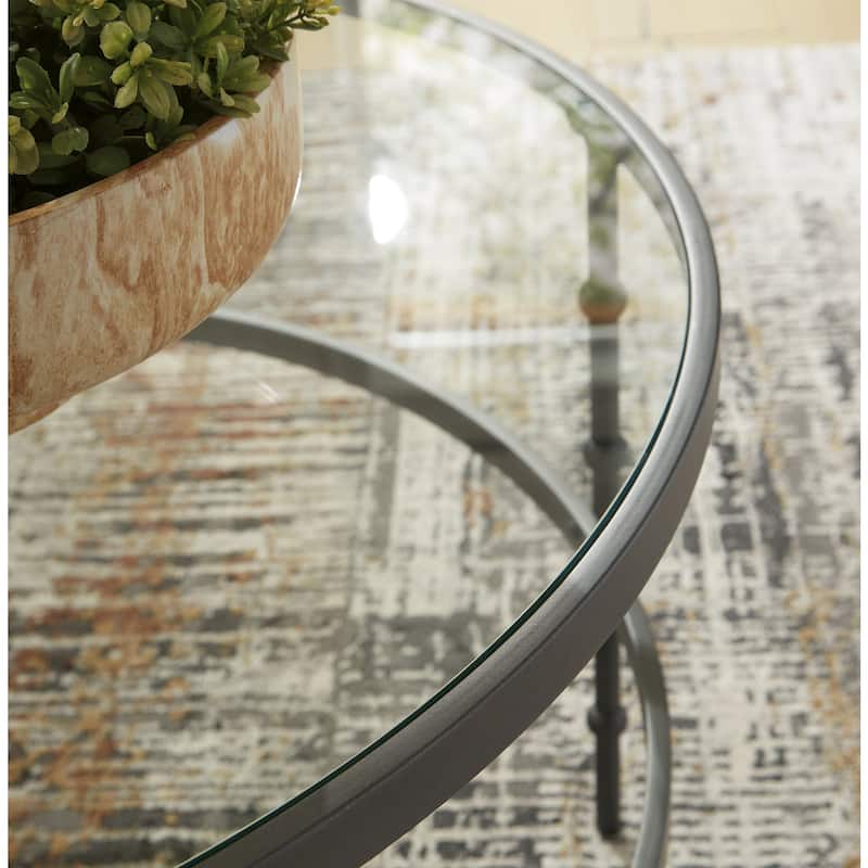 Signature Design by Ashley Kellyco Gunmetal Table (Set of 3) - 36" W x 36" D x 18.63" H