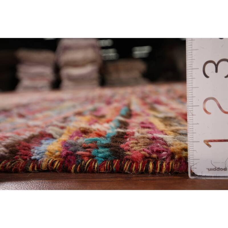 Stripe / Trellis Moroccan Area Rug Handmade Wool Carpet - 5'10" x 9'4"