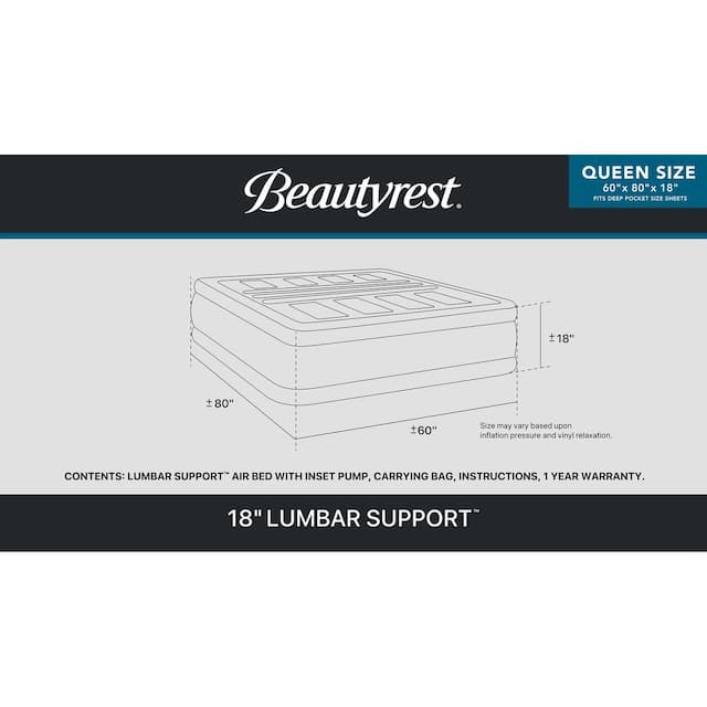 Beautyrest Lumbar Support 18" Inflatable Air Mattress