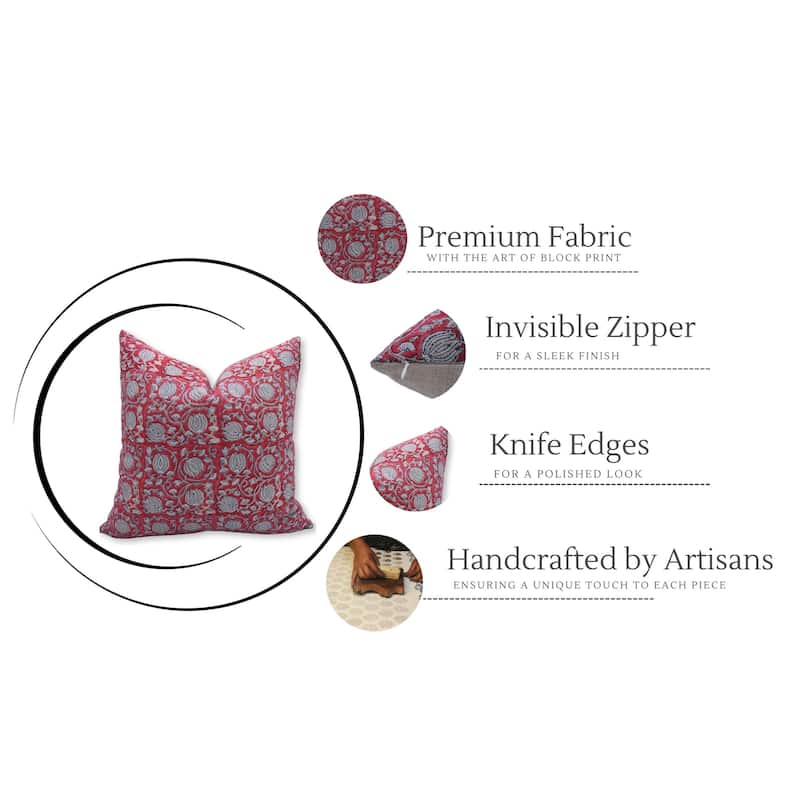 Fabdivine Linen Outdoor Sofa Block print pillow Cover