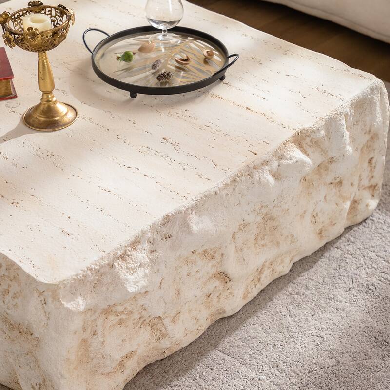 MgO Mid-Century Round Centre Coffee Table Vintage Faux Stone Sofa Pre-Modern Coffee Tables Beige Coffee Table