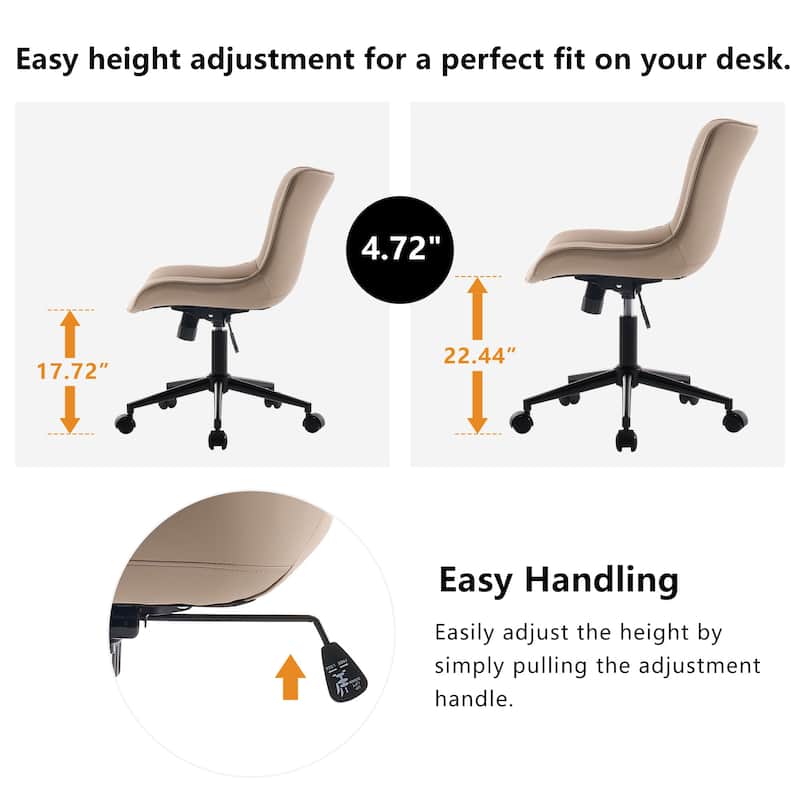 Ergonomic Office Chair Swivel Armless Desk Chair with Wheels