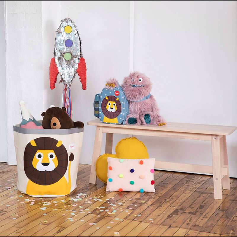 3 Sprouts Canvas Storage Bin Laundry and Toy Basket for Baby and Lion, Raccoon