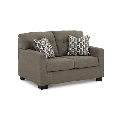 Joey 53 Inch Loveseat with 2 Accent Pillows, Tufted Back, Brown Polyester