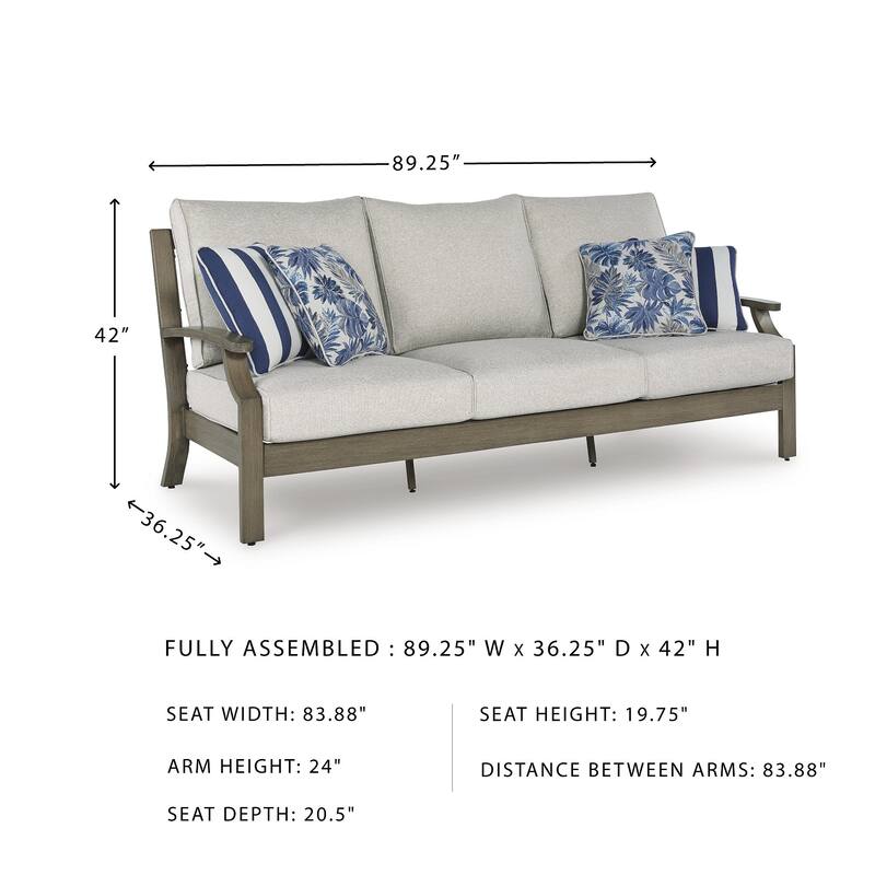 Signature Design by Ashley Rainier Ranch Brown/Beige Outdoor Sofa with Cushion - 89.25" W x 36.25" D x 42" H