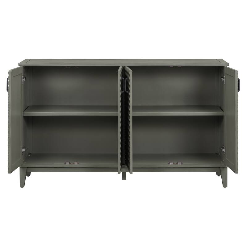 Retro 4-Door Sideboard Buffet Cabinet with Adjustable Shelves and Metal Handles for Dining or Living Room Storage