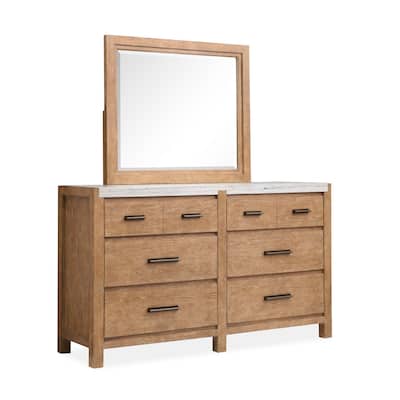 Magnussen Home Plum Creek Sierra Brown Drawer Dresser with Landscape Mirror
