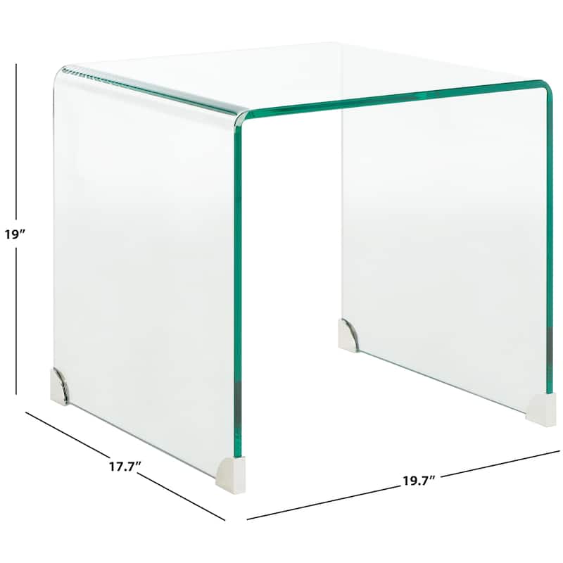 SAFAVIEH Rachael Tempered Glass Side Table - 20" W x 18" D x 19" H - 20Wx18Dx19H