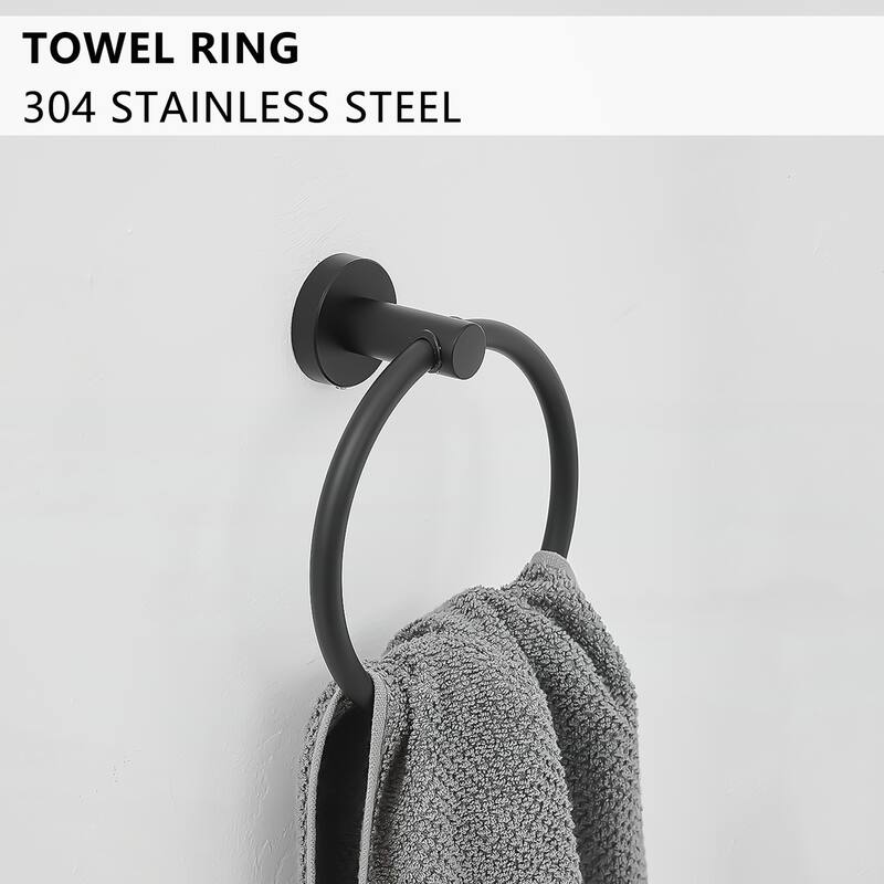 8-Pieces Black Bathroom Accessories Set,Bath Towel Bar Set