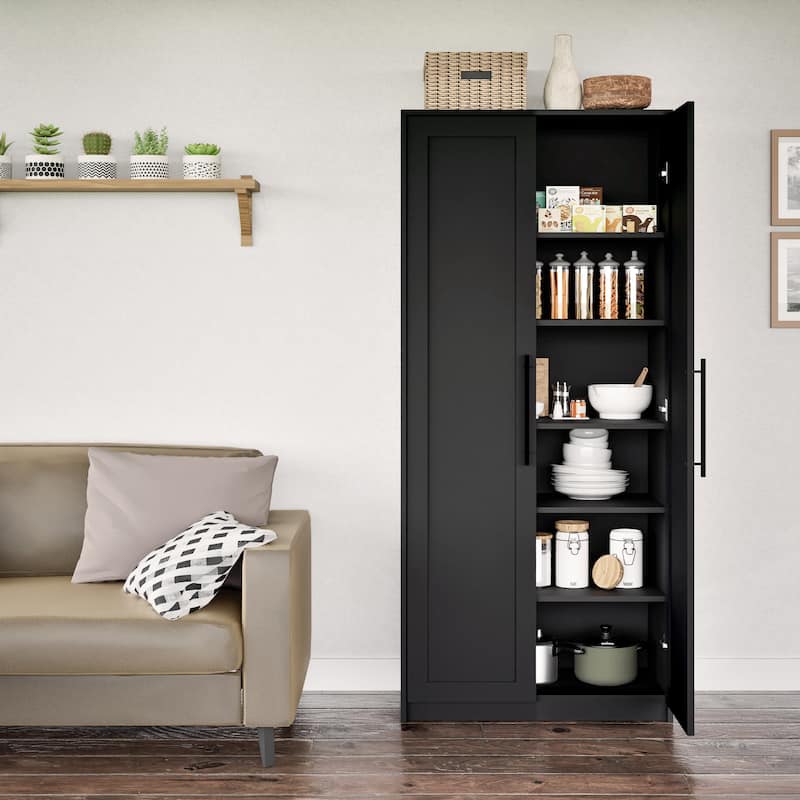 Prepac Elite Premium Home Storage Cabinet with Panel Doors 16" D x 32" W x 72" H - 32 in W x 72 in H x 16 in D