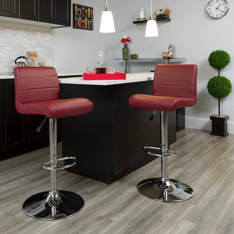 Vinyl Adjustable Height Barstool - 16.25"W x 19.5"D x 36.75" - 44.75"H