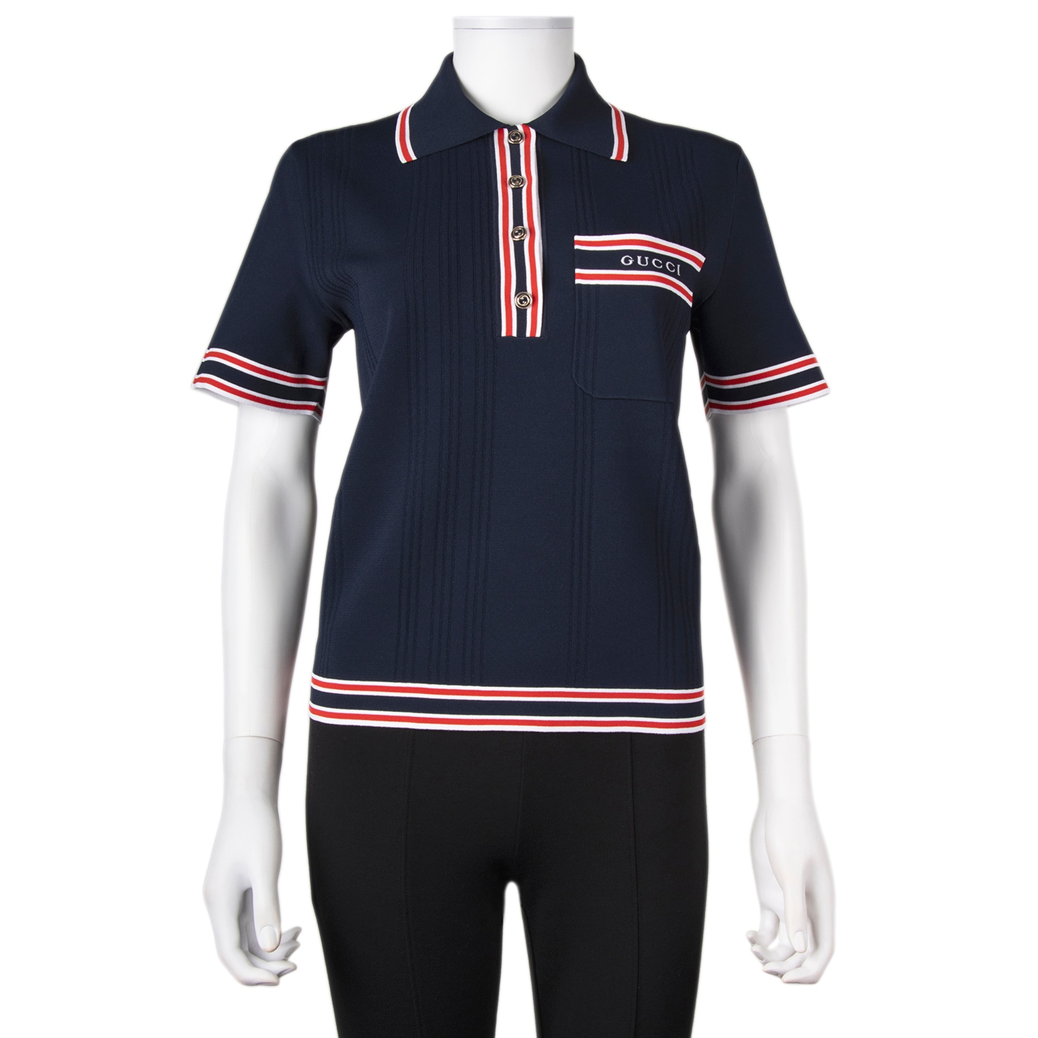 Gucci Polo Top with Striped Trim