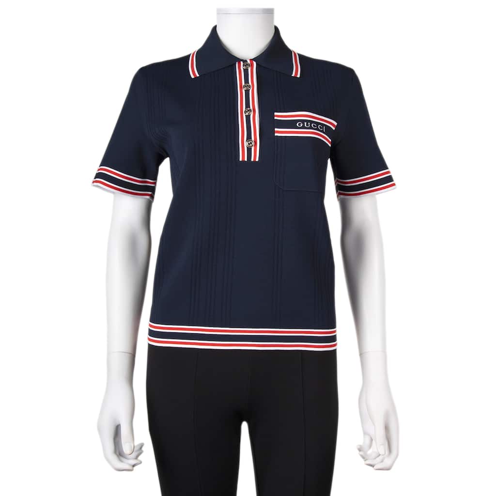 Gucci Polo Top with Striped Trim