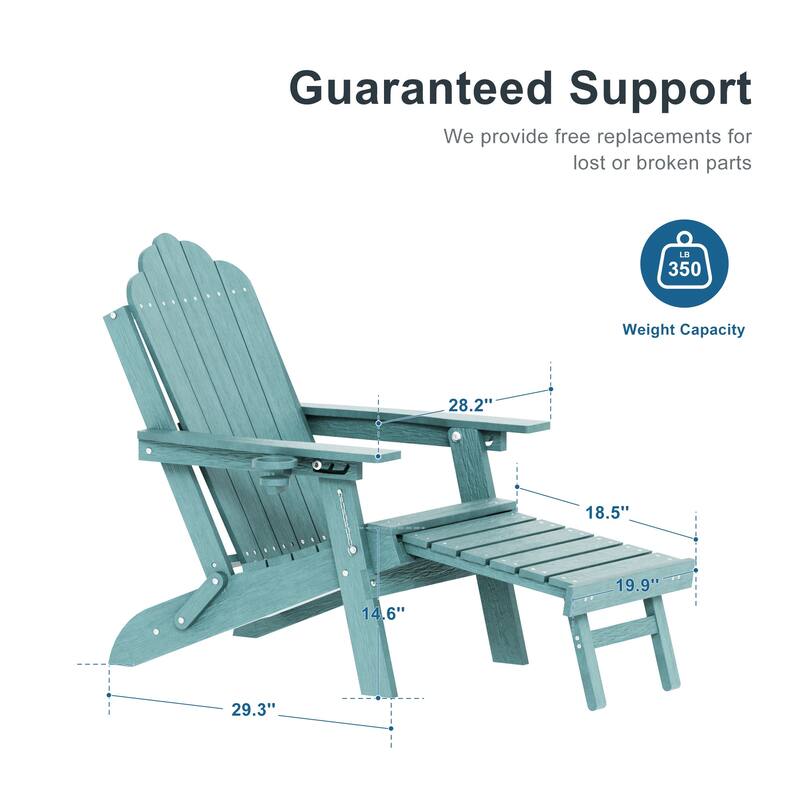 3-Position Adjustable Folding Adirondack Chair W/ Ottoman for Outdoor