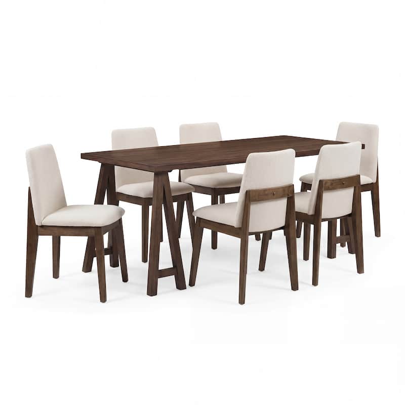 Christopher Knight Home - Havenport Farmhouse 7-Piece Dining Set with Wood Upholstered Chairs