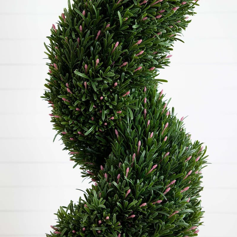 Potted Spiral Rosemary Outdoor Artificial Topiary - 7'