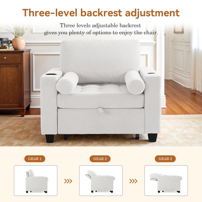3-in-1 Adjustable Sleeper Sofa Bed Convertible Chair for Living Room