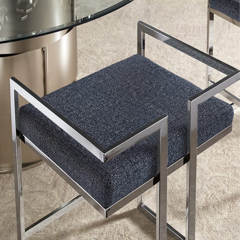 Tanner Velvet Upholstered Chrome Finish Metal Barstool (Set of 2) by iNSPIRE Q Bold