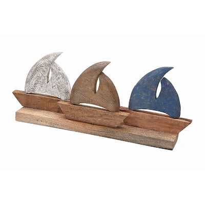 IH Casa Decor Mango Wood Triple Boat On Base