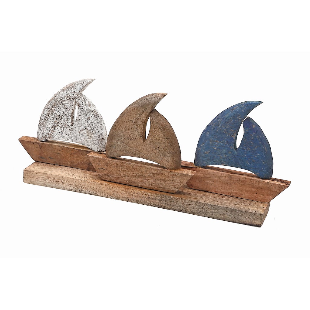 IH Casa Decor Mango Wood Triple Boat On Base