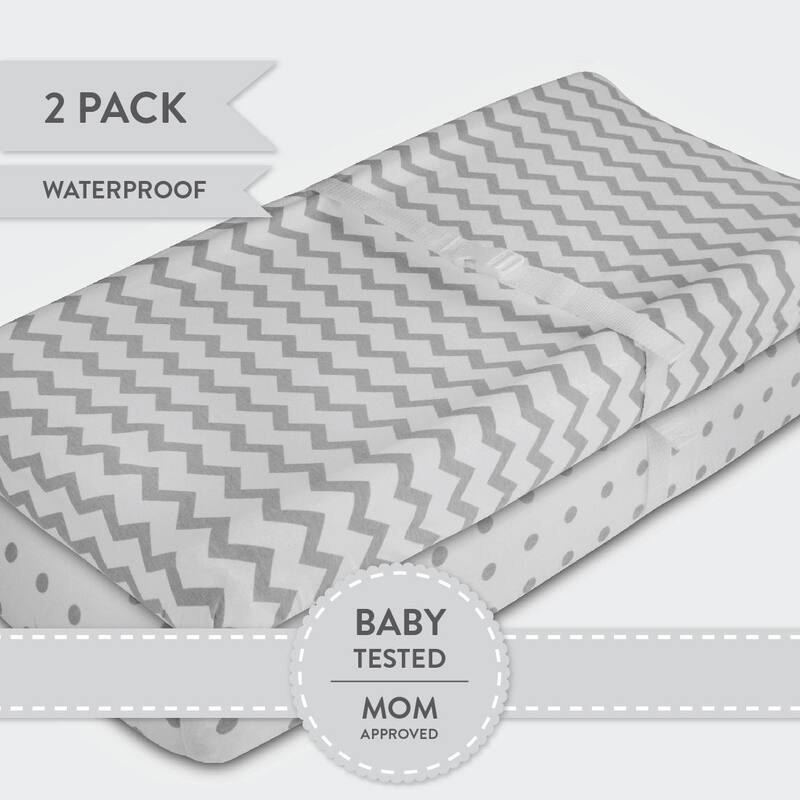 Ely's & Co. Baby Waterproof Changing Pad Cover Sheet Set - 2 Pack - 34" x 17"